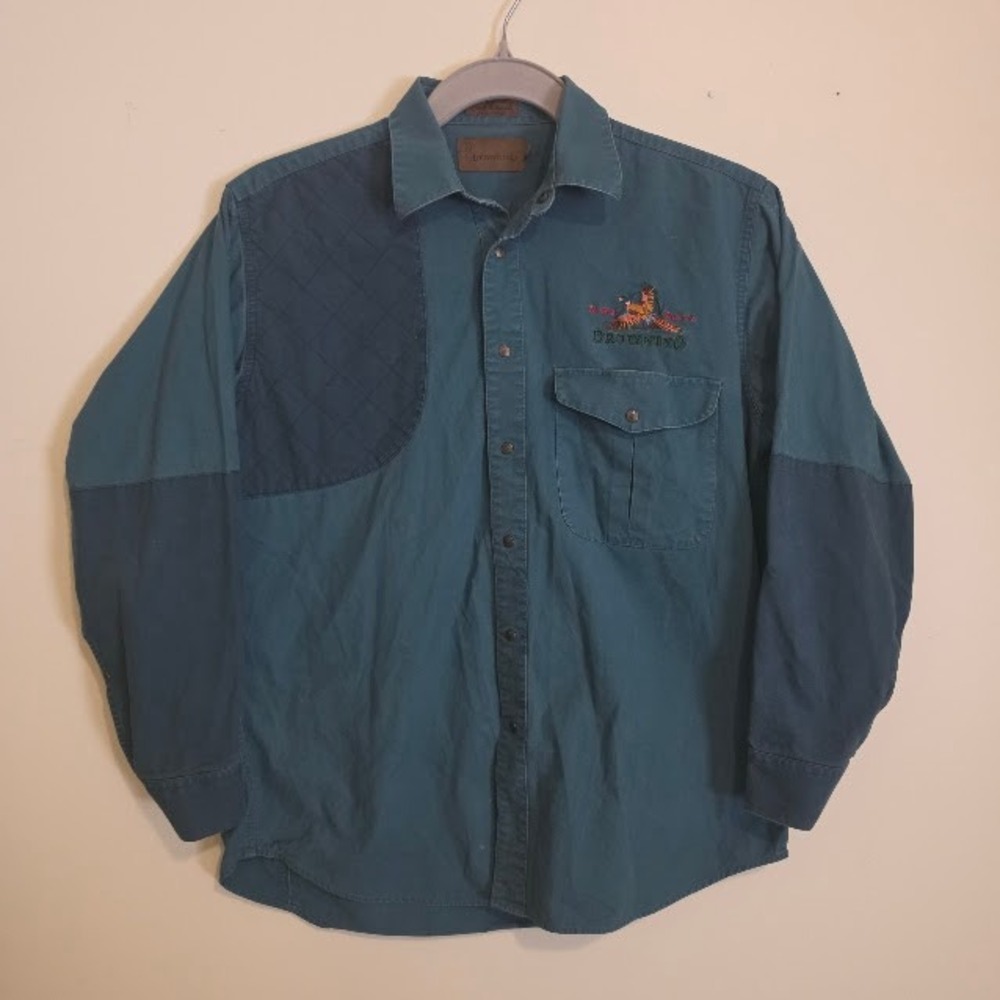 VTG Browing Large Super Natural Shooting Shirt Mens L Colorblock Quilted Canvas